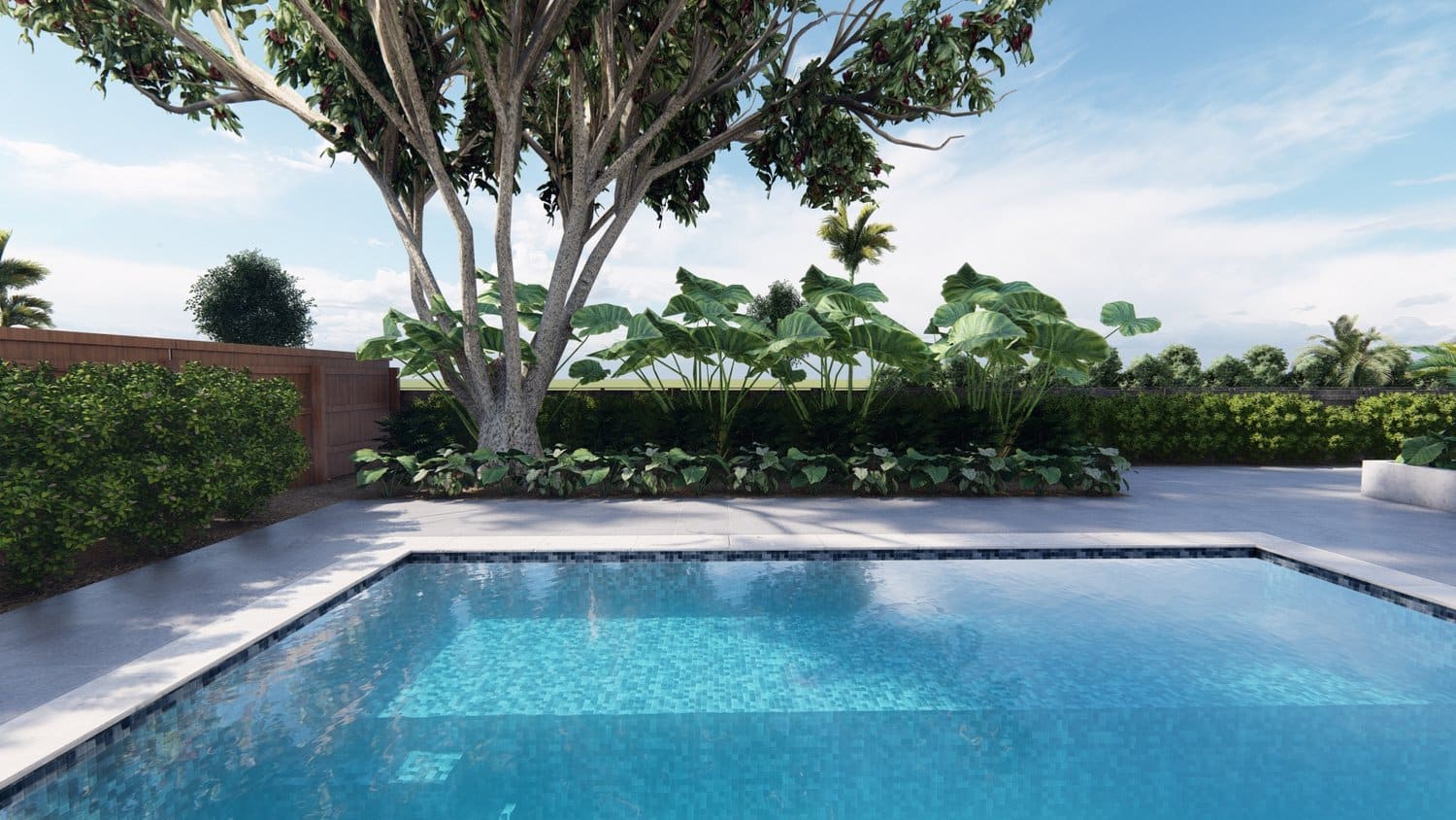 迈阿密庭院，有地下游泳池和美丽的植物