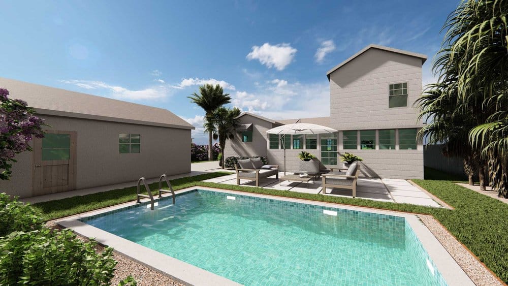 棕榈滩泳池和露台设计