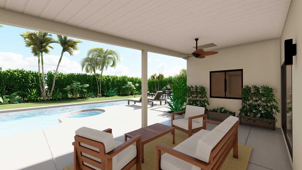 棕榈滩的露台和游泳池设计