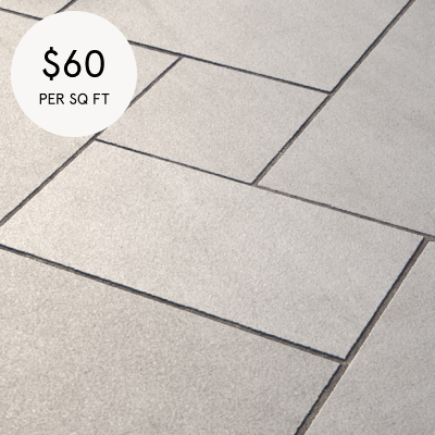 砂浆瓷砖或石材铺路——这些优质材料，包括青石和瓷砖，甚至可以攀升至60美元/平方尺以上。图像通过CGI纹理