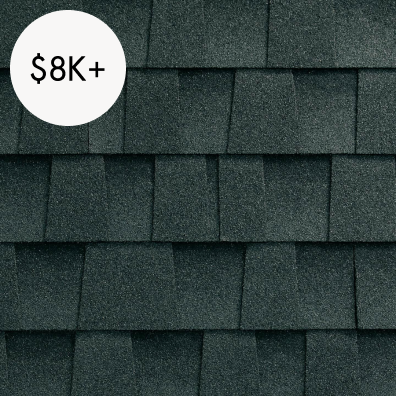 沥青瓦- $8,000 - $10,000这是最常见的屋顶材料。虽然价格实惠，但它的寿命有限，需要更频繁的维修，导致了更高的累计寿命成本。图片来自Gaf